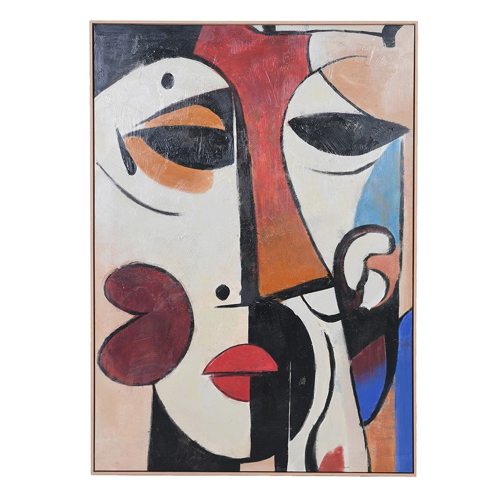 Broken Reflections Canvas featuring an abstract contemporary portrait with bold lines and a colourful palette.