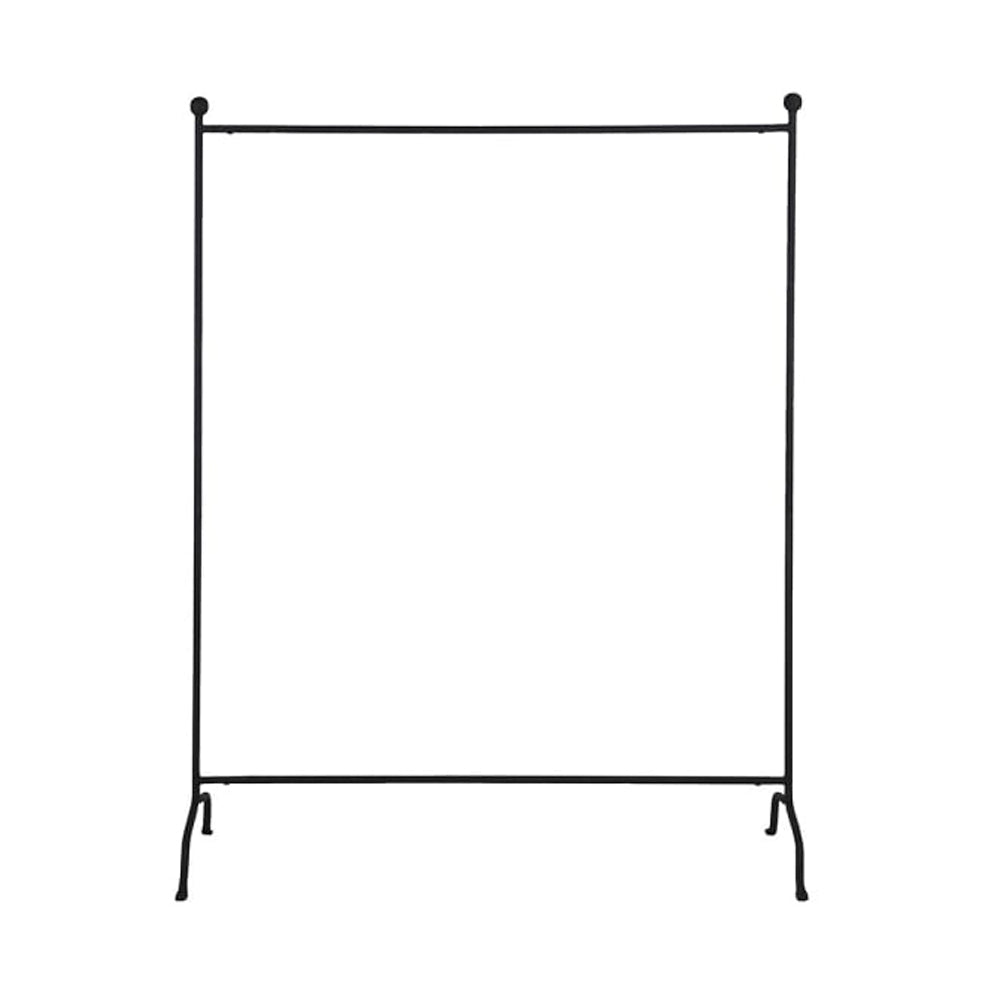 Front-on view of the hammered coat rail showing its slim metal frame and horizontal hanging bar.