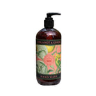 Kew Gardens Bergamot and Ginger hand wash in a dark bottle with a botanical label featuring citrus and floral art.