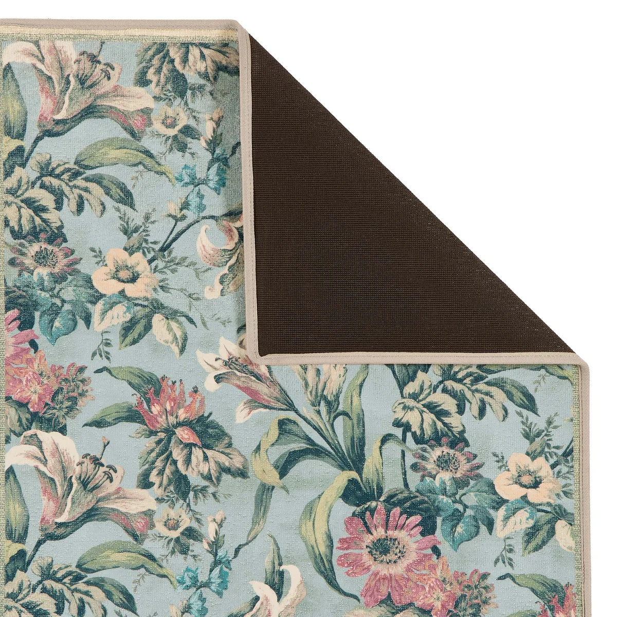 Reverse side showing the integrated dark brown non-slip backing