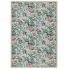 Floral pattern rug with lilies on a soft blue background