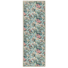 Full-length view of the Lys Blue botanical runner rug