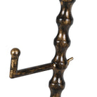 Close-up of the antique gold bobbin-style metal beading and support hook.