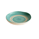 Small mint green tri-colour nibble plate with a concentric swirl pattern and cream exterior.