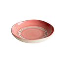 Rose tri-colour ceramic nibble plate with hand-painted pink and cream concentric rings