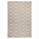 Overhead view of the Soho rug showing the offset grey and mauve geometric stripe pattern.