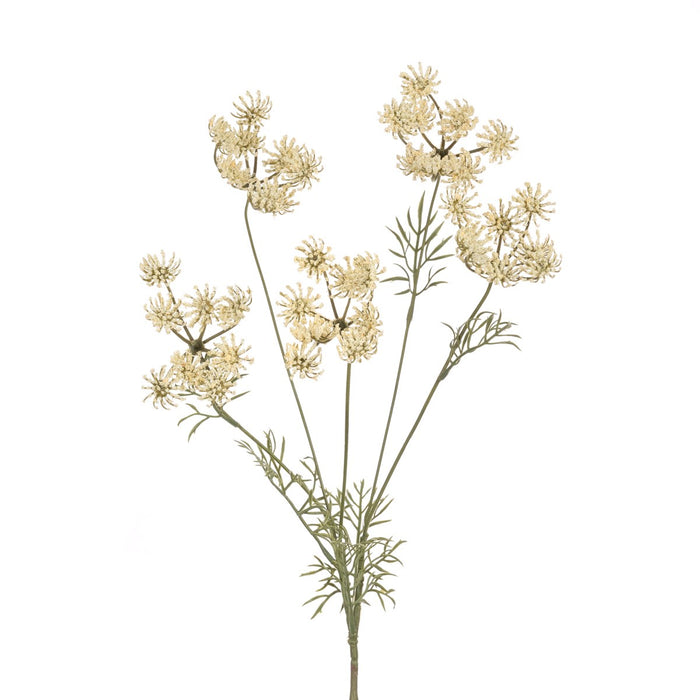 Artificial Queen Anne's Lace spray showing multiple branching stems and cream flower heads against white background