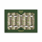 Set of 6 petite mistletoe crackers in a green display box