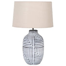 Abstract Table Lamp with Linen Shade