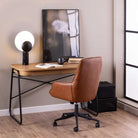 Anderson Desk Chair Tan Faux Leather,Beige Fabric