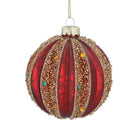 Antique Red and Gold Glitter Ribbed Bauble - Angela Reed - Christmas Decorations