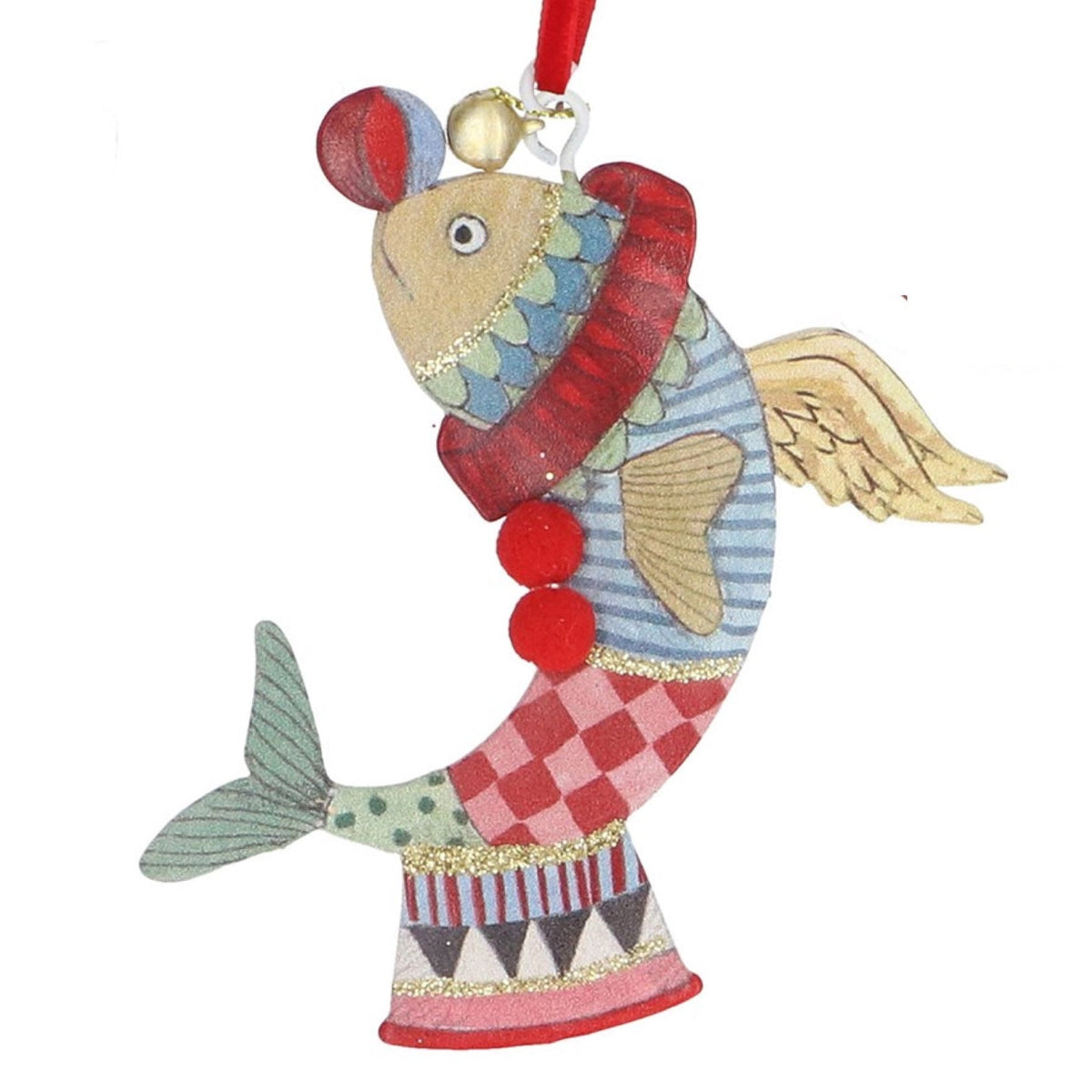 Assorted Christmas Circus Animals Tin Decoration, Fish/Bear/Lion - Angela Reed - Christmas Decorations