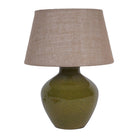 Aubrey Green Ceramic Lamp With Hessian Shade, Small - Angela Reed - 
