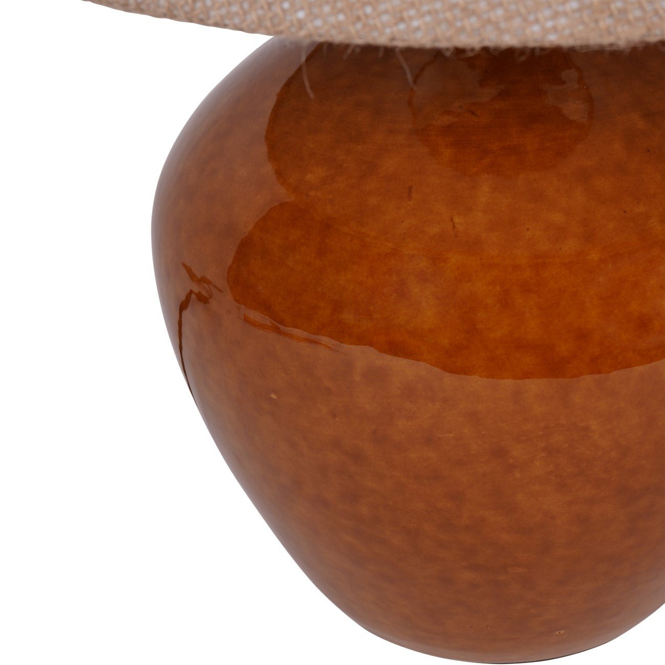 Aubrey Terracotta Ceramic Lamp With Hessian Shade, Small