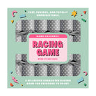 Box of 6 Racing Game crackers with silver snowflake pattern and green packaging