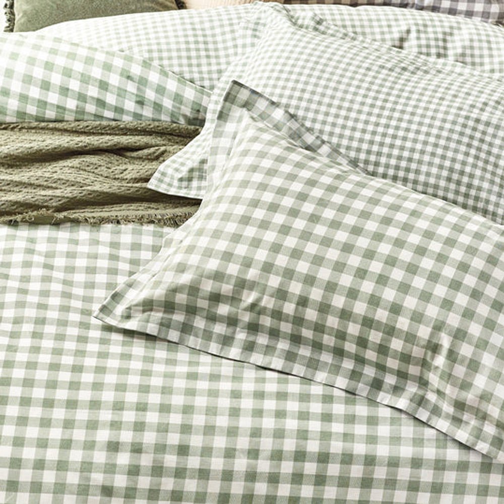 Barton Check Reversible Duvet Cover Set, Forest Superking(6'),Kingsize(5'),Single(3'),Double(4'6")
