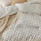 Barton Check Reversible Duvet Cover Set, Natural Superking(6'),Kingsize(5'),Single(3'),Double(4'6")