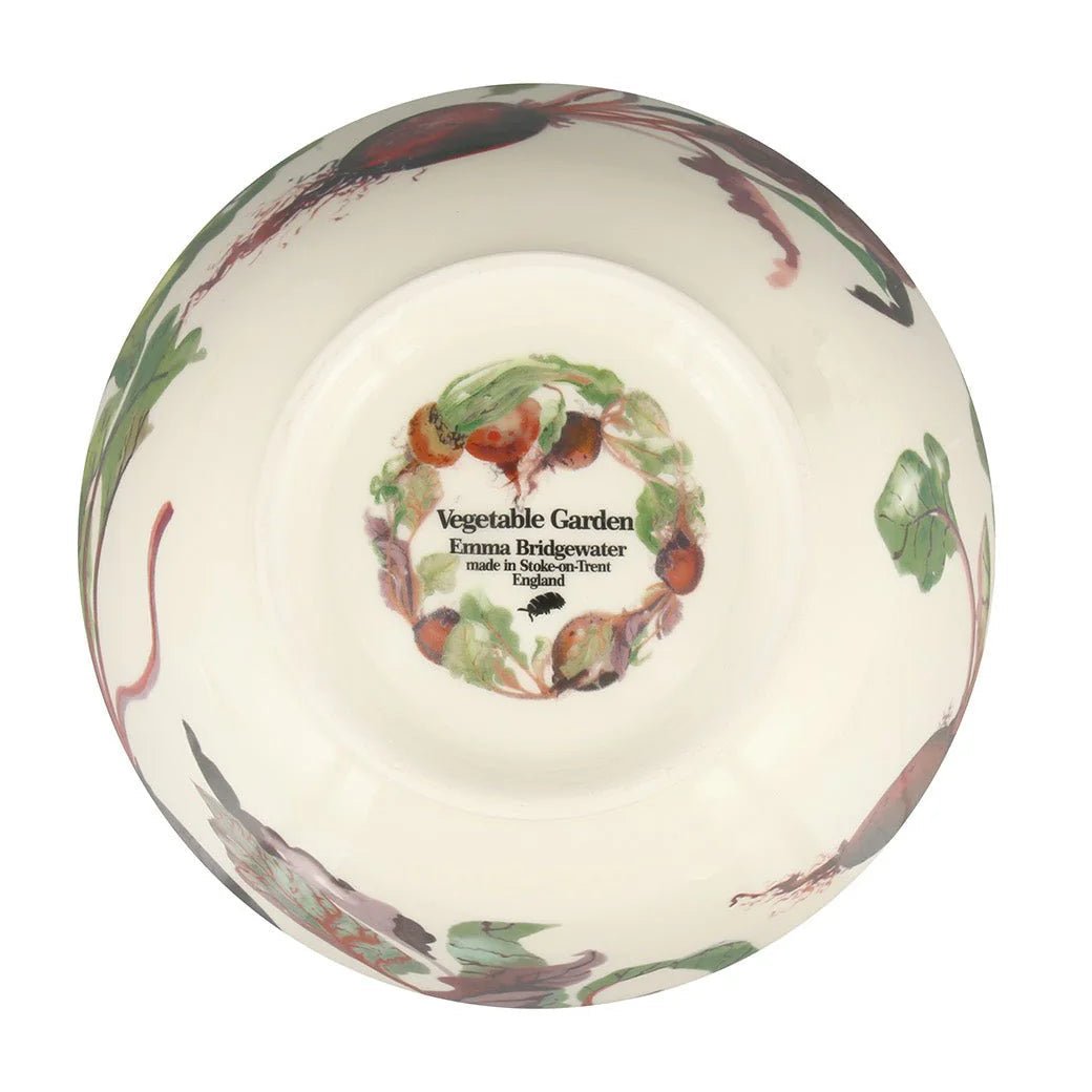 Top-down view inside the bowl showing the Emma Bridgewater Vegetable Garden maker's mark at the base