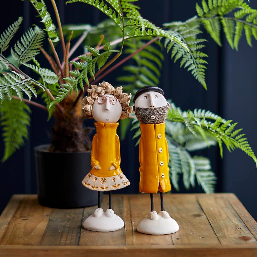 Best Friend Female with Spiky Hair Statue, Yellow