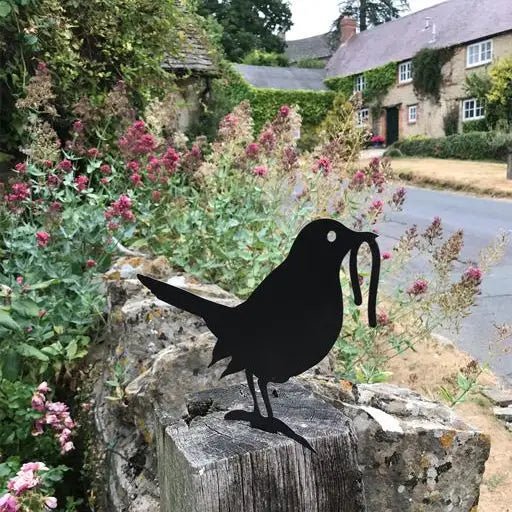 Blackbird and Worm Silhouette