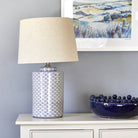 Blue and White Crackle Table Lamp with Shade