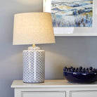 Blue and White Crackle Table Lamp with Shade