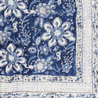 Blue and White Floral Print Cotton Bedspread