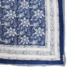 Blue and White Floral Print Cotton Bedspread