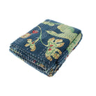 Blue Floral, Exotic Bird Kantha Throw, 150 x 230cm