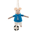 Blue Football Mouse Felt Decoration - Angela Reed - Christmas Decorations