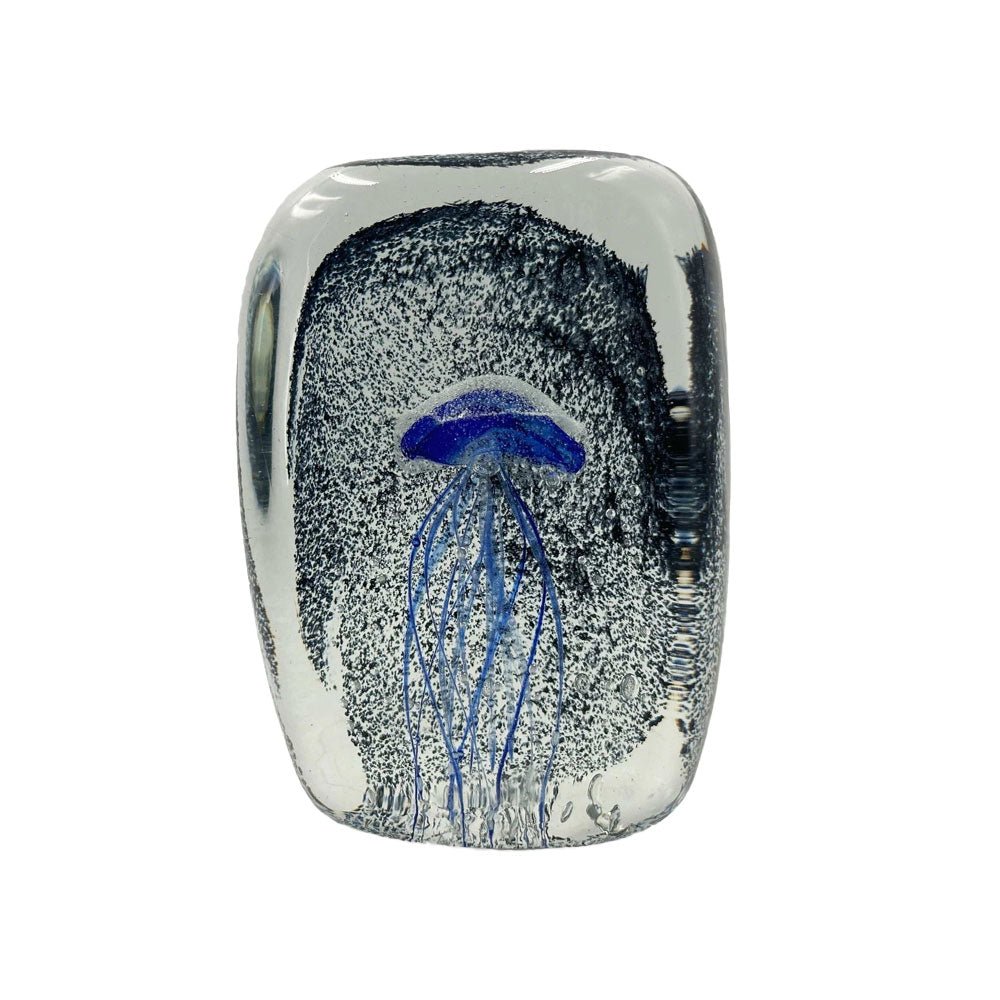 Blue Jellyfish in Ice Paperweight