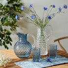 Blue Smoke Glass Hobnail Jug
