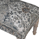 Blue Turkish Rug Pattern Bench