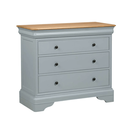 Bordeaux 3 Drawer Chest Oak,Grey Paint