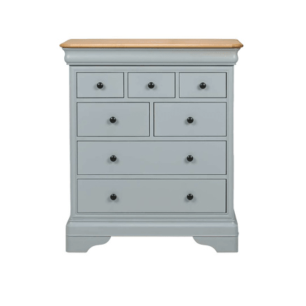 Bordeaux 4+3 Wide Chest Oak,Grey Paint