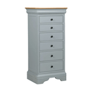 Bordeaux 6 Drawer Tall Chest Grey Paint