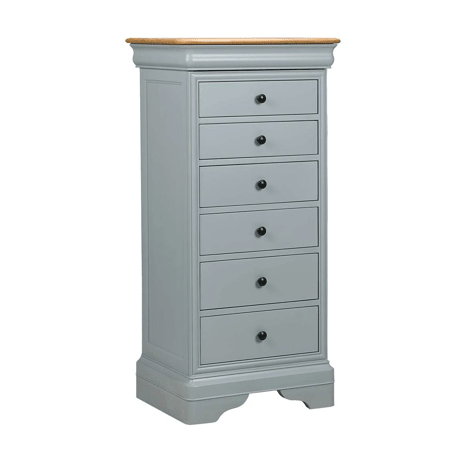Bordeaux 6 Drawer Tall Chest Grey Paint