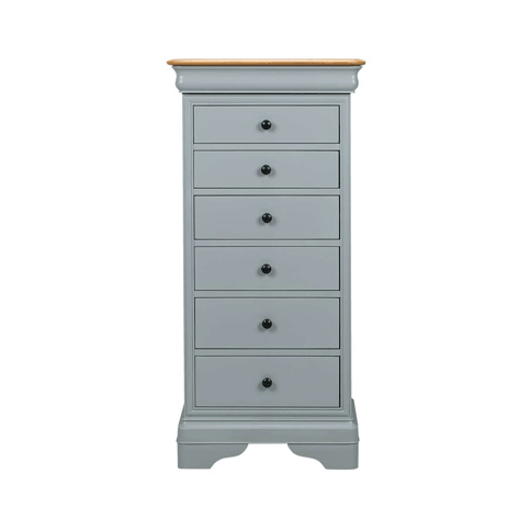 Bordeaux 6 Drawer Tall Chest Oak,Grey Paint