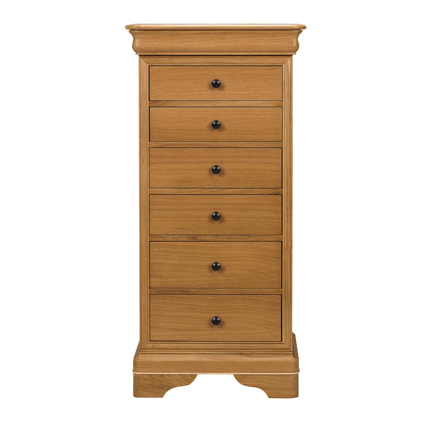 Bordeaux 6 Drawer Tall Chest Oak,Grey Paint