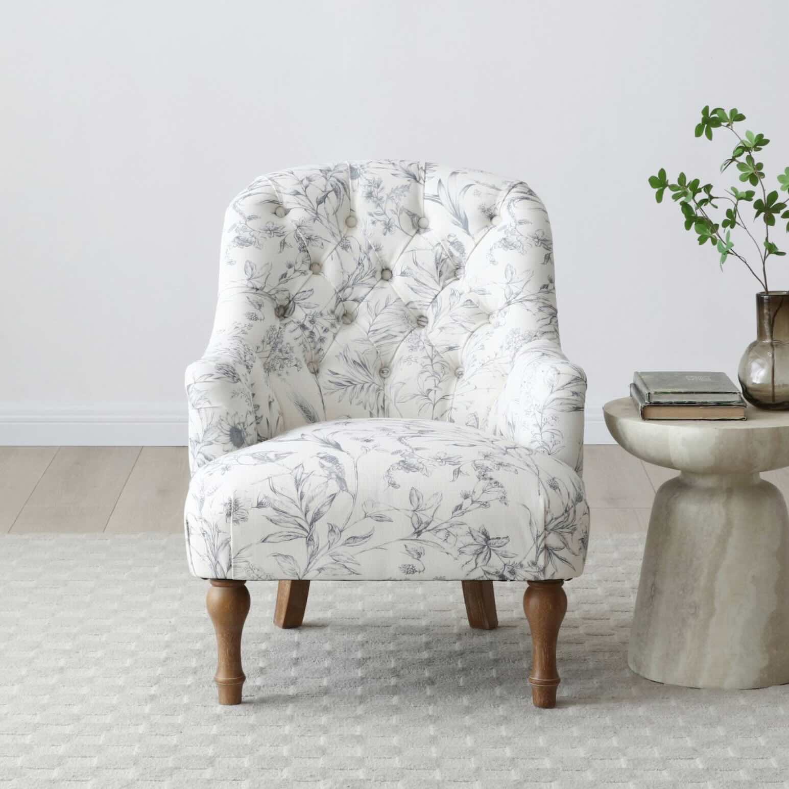 Brooke Chair Antheia Charcoal Linen,Antheia Cream Linen,Meadow Print Natural