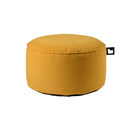Mustard yellow soft suede circular footstool