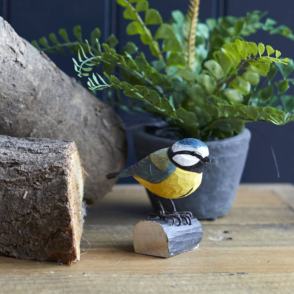 Carved Wooden Blue Tit