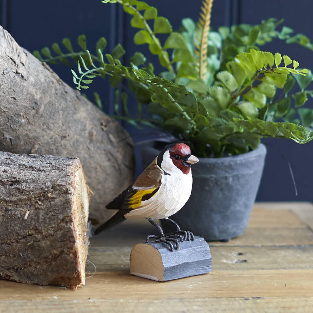 Carved Wooden Goldfinch