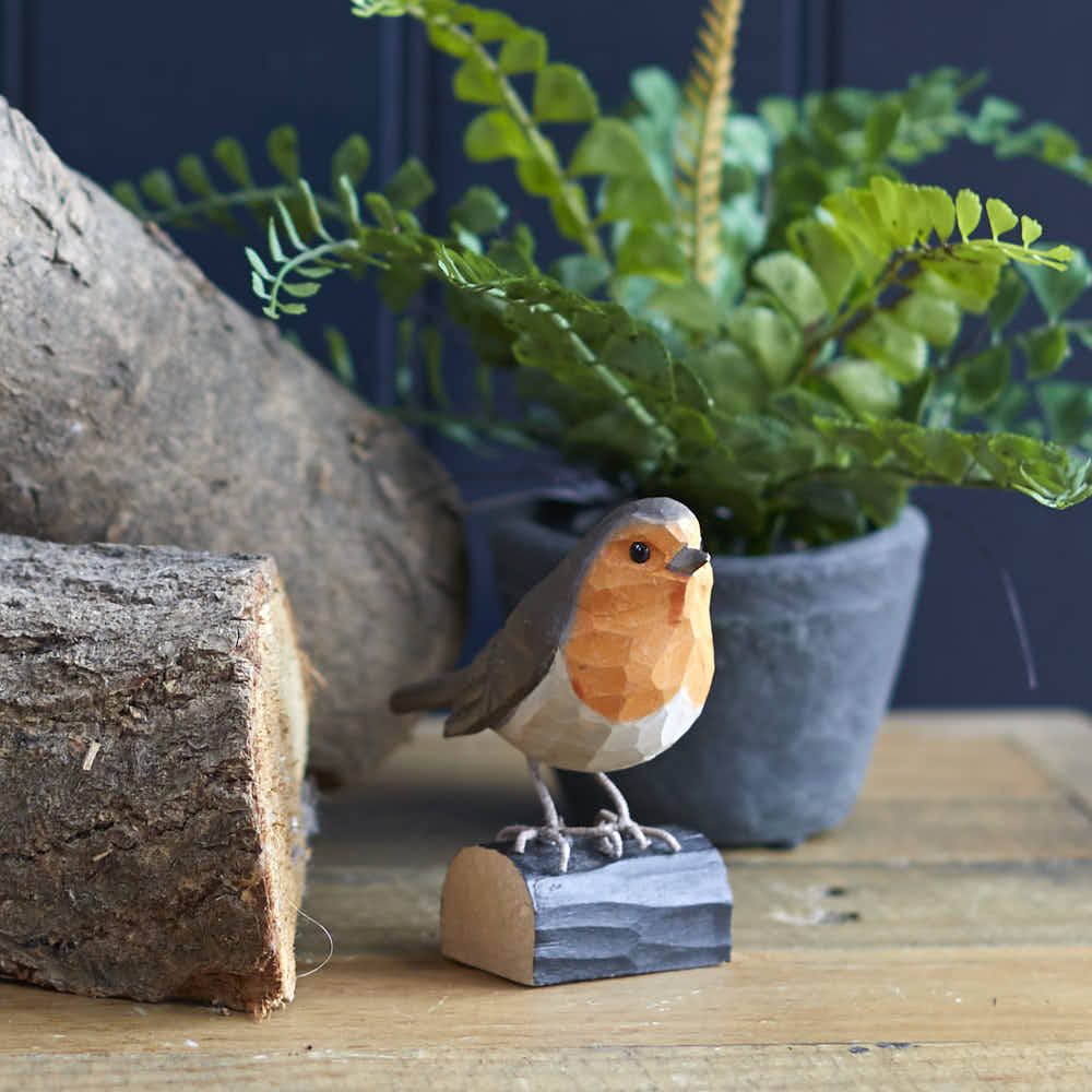Carved Wooden Robin