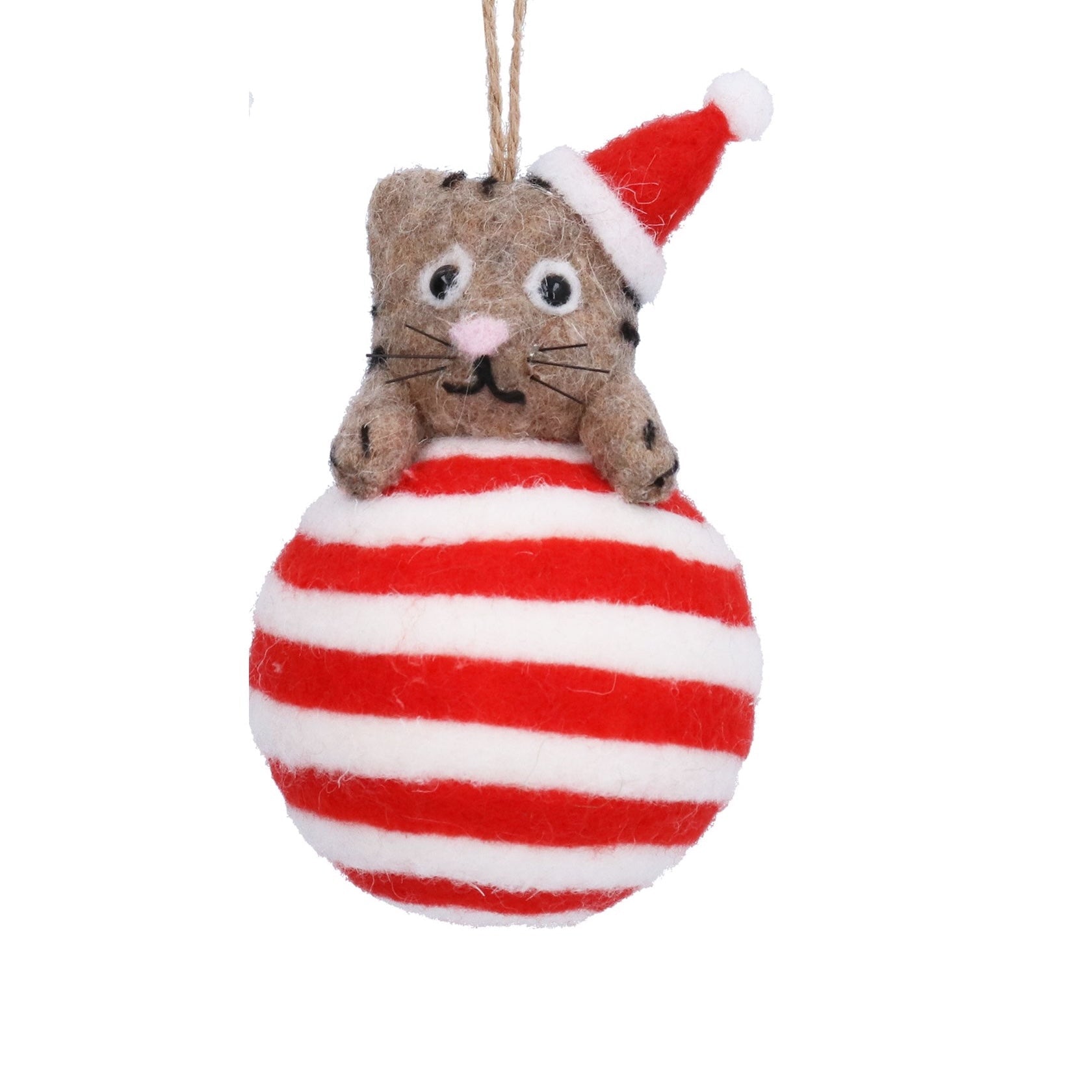 Cat Woollen Bauble, Assorted Colours - Angela Reed - Christmas Decorations