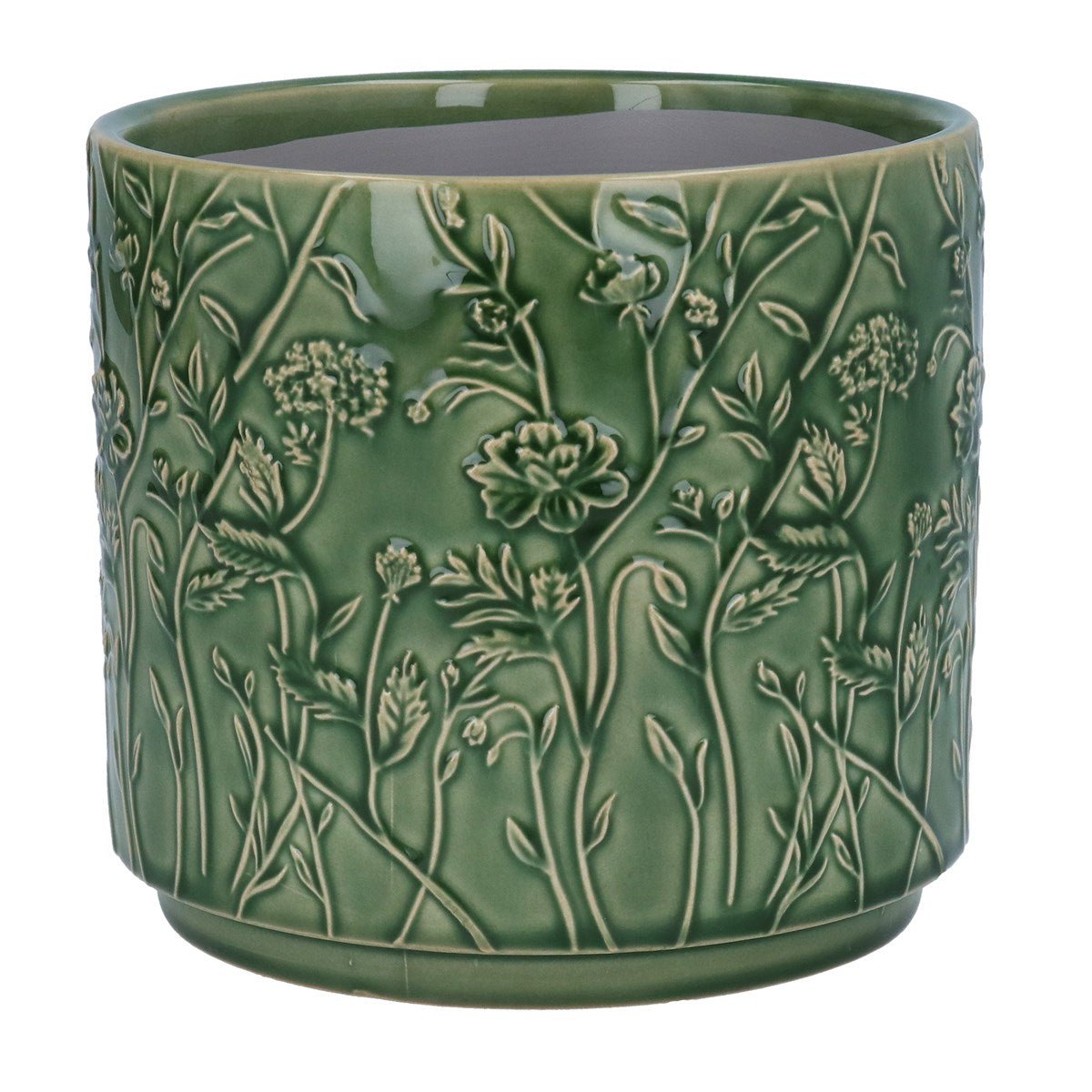 Ceramic Plant Pot, Green Trailing Blooms Large