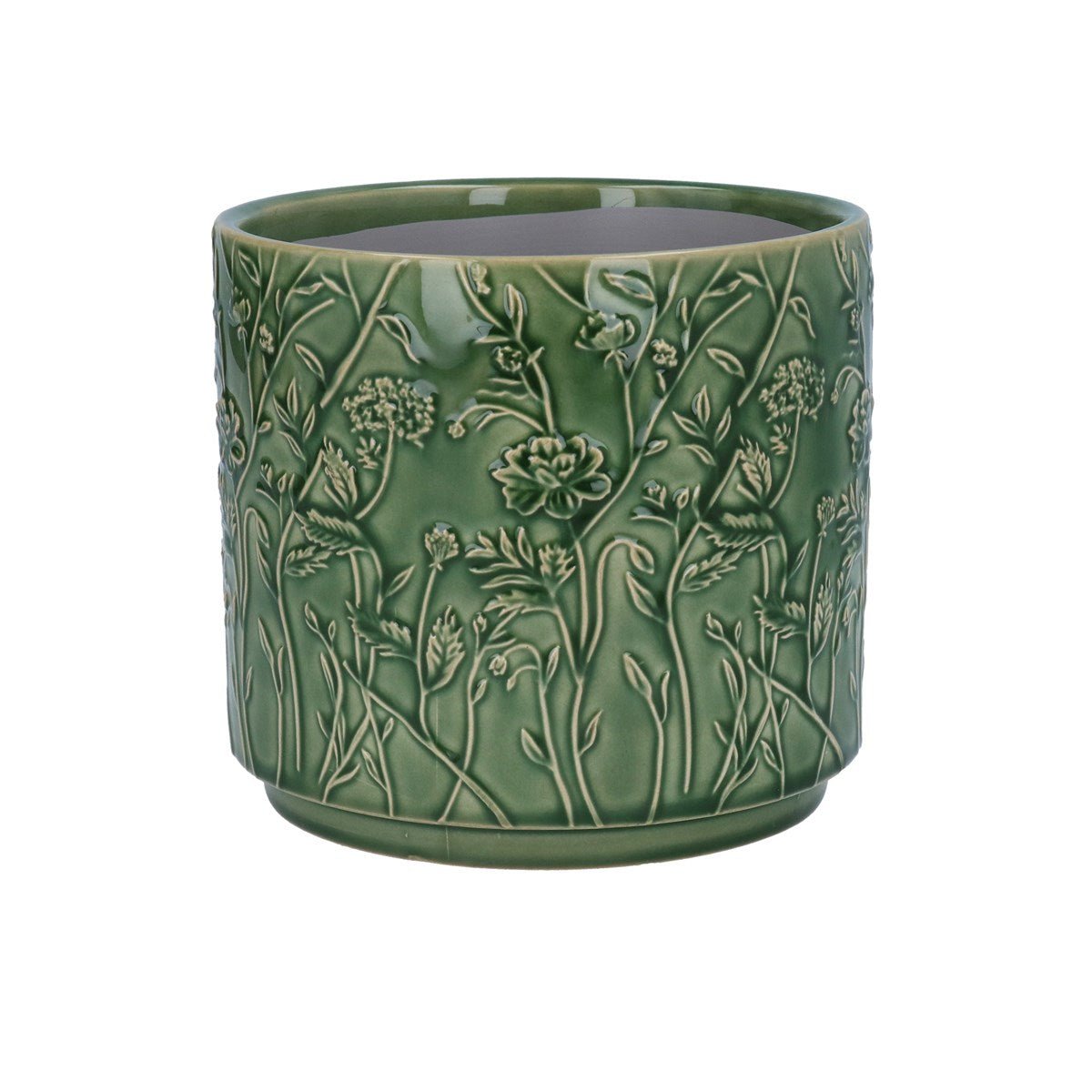 Ceramic Plant Pot, Green Trailing Blooms Small