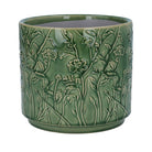 Ceramic Plant Pot, Green Trailing Blooms Medium