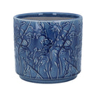 Ceramic Plant Pot, Navy Trailing Blooms Medium
