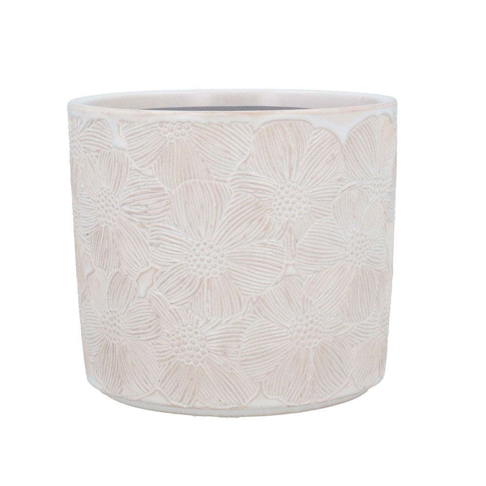 Ceramic Plant Pot, White Cosmos Extra Large